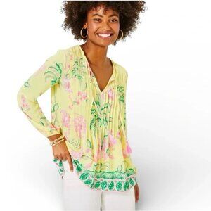 NWT Lilly Pulitzer Marilina Tunic Top - Finch Yellow Tropical Oasis Size XS